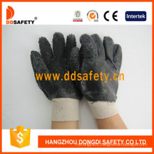 Black PVC Safety Gloves with Rough Finished Only on Palm Dpv117